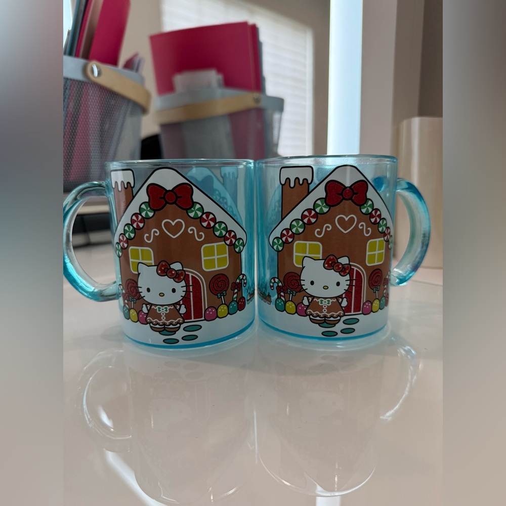 Hello Kitty Blue Iridescent Christmas Mugs (2)